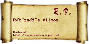 Rózsás Vilmos névjegykártya